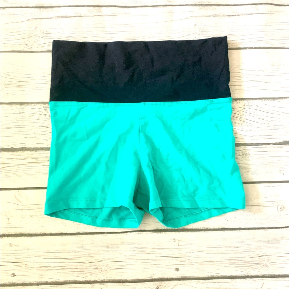 Forever 21-turquoise and black yoga shorts-medium